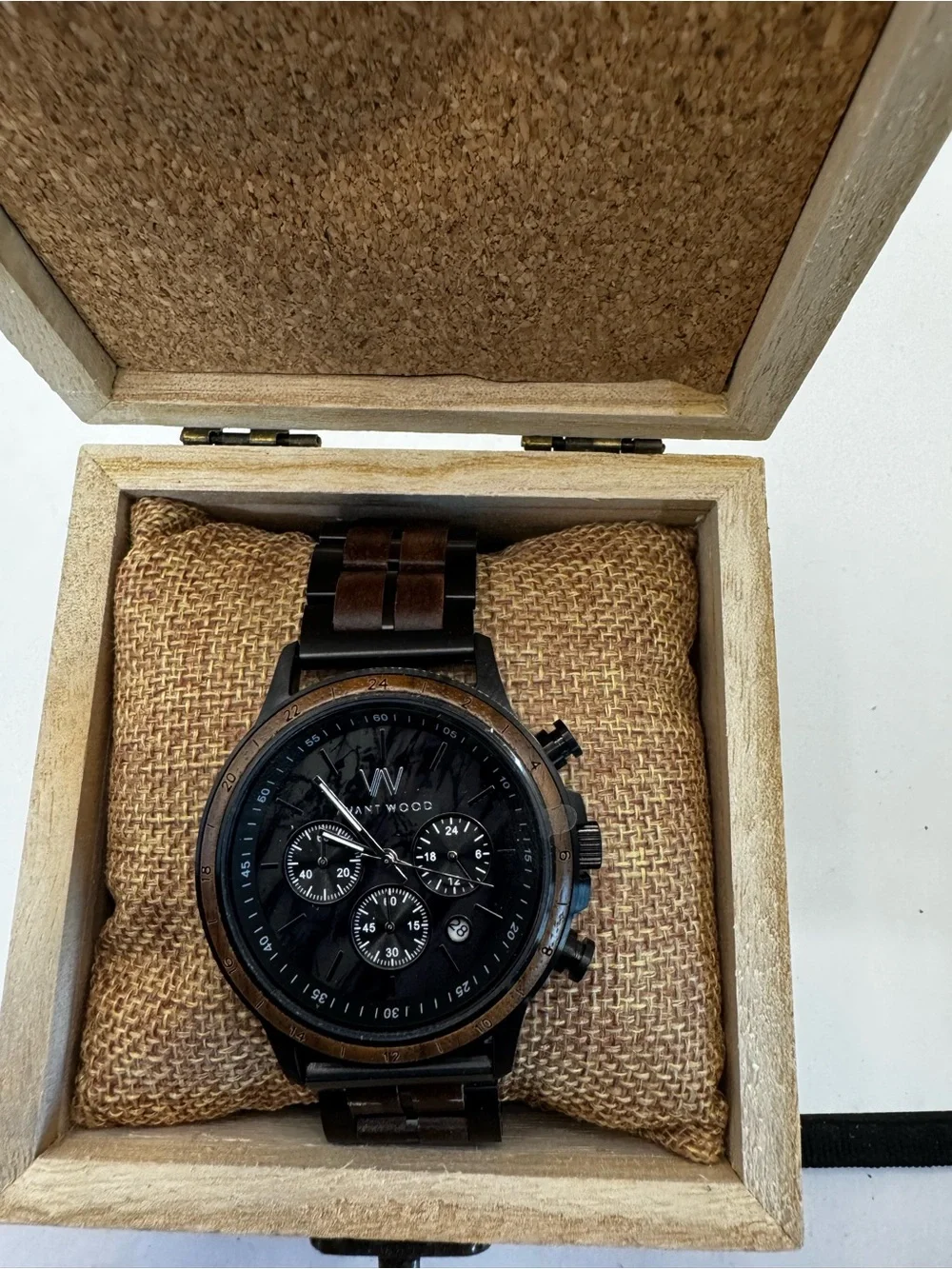 Avantwood Wooden Chronograph Men's Watch - Black and Dark Brown